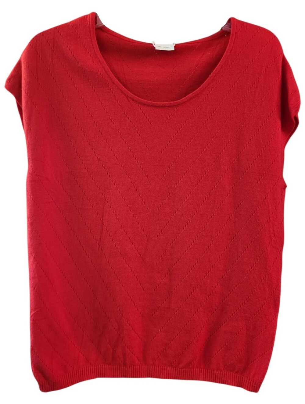 NWT Wiholl Women's Red Scoop-Neck Chevron Knit Sweater - Size M